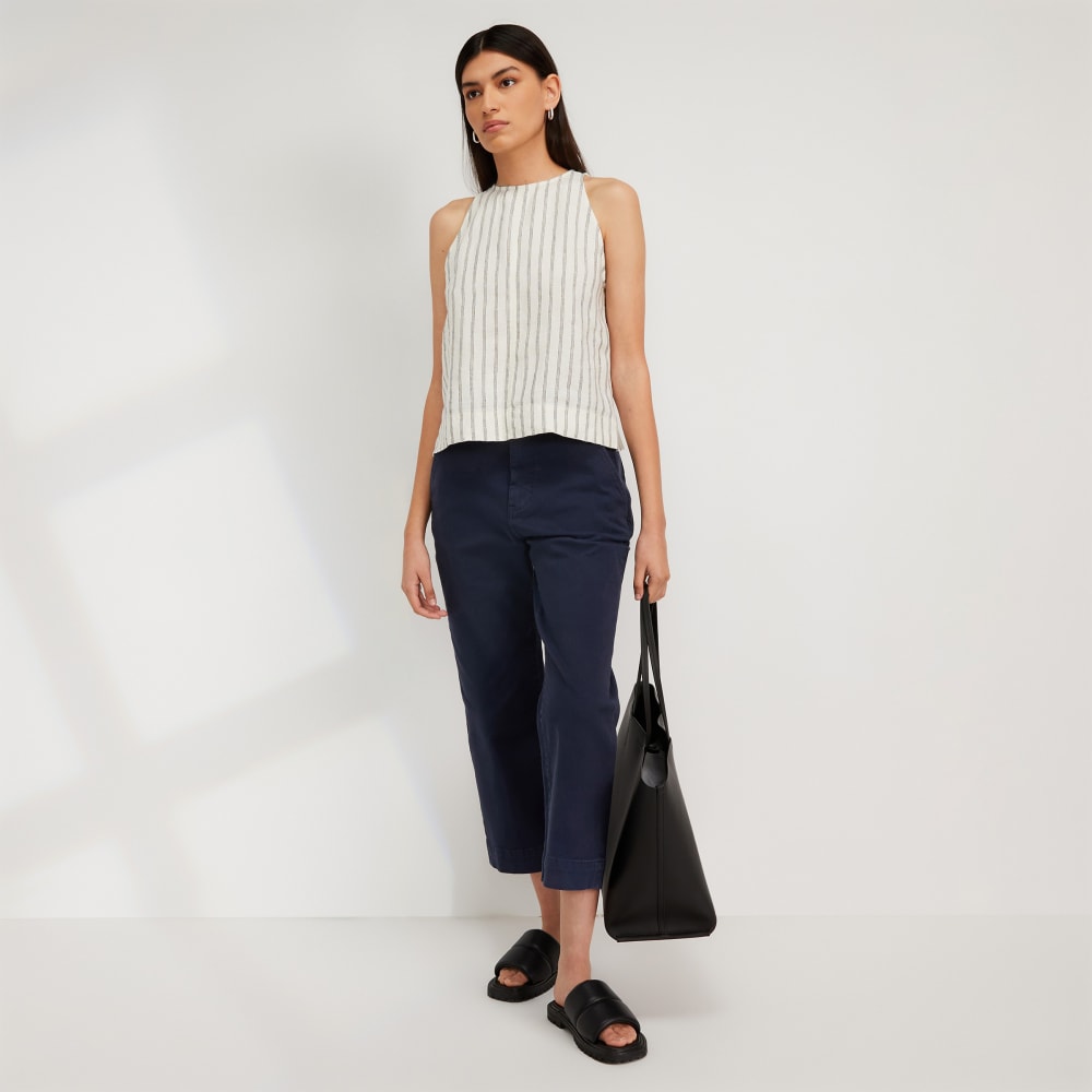 The Linen High-Neck Tank | Black / Canvas Tan - Image 6