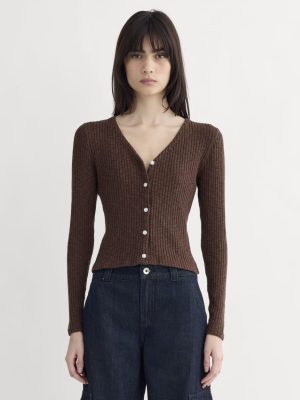 The Cozy Rib Cardigan | Dark Mahogany