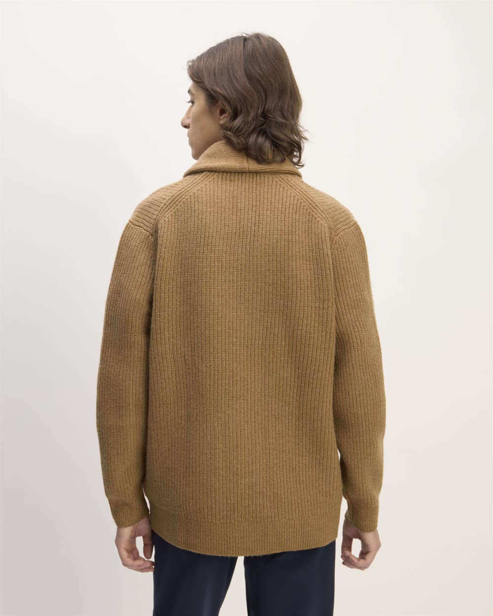 The Felted Merino Shawl Collar Cardigan | Deep Camel - Image 6