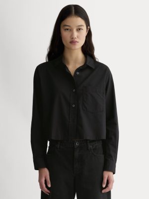 The Way-Short Shirt in Silky Cotton | Black