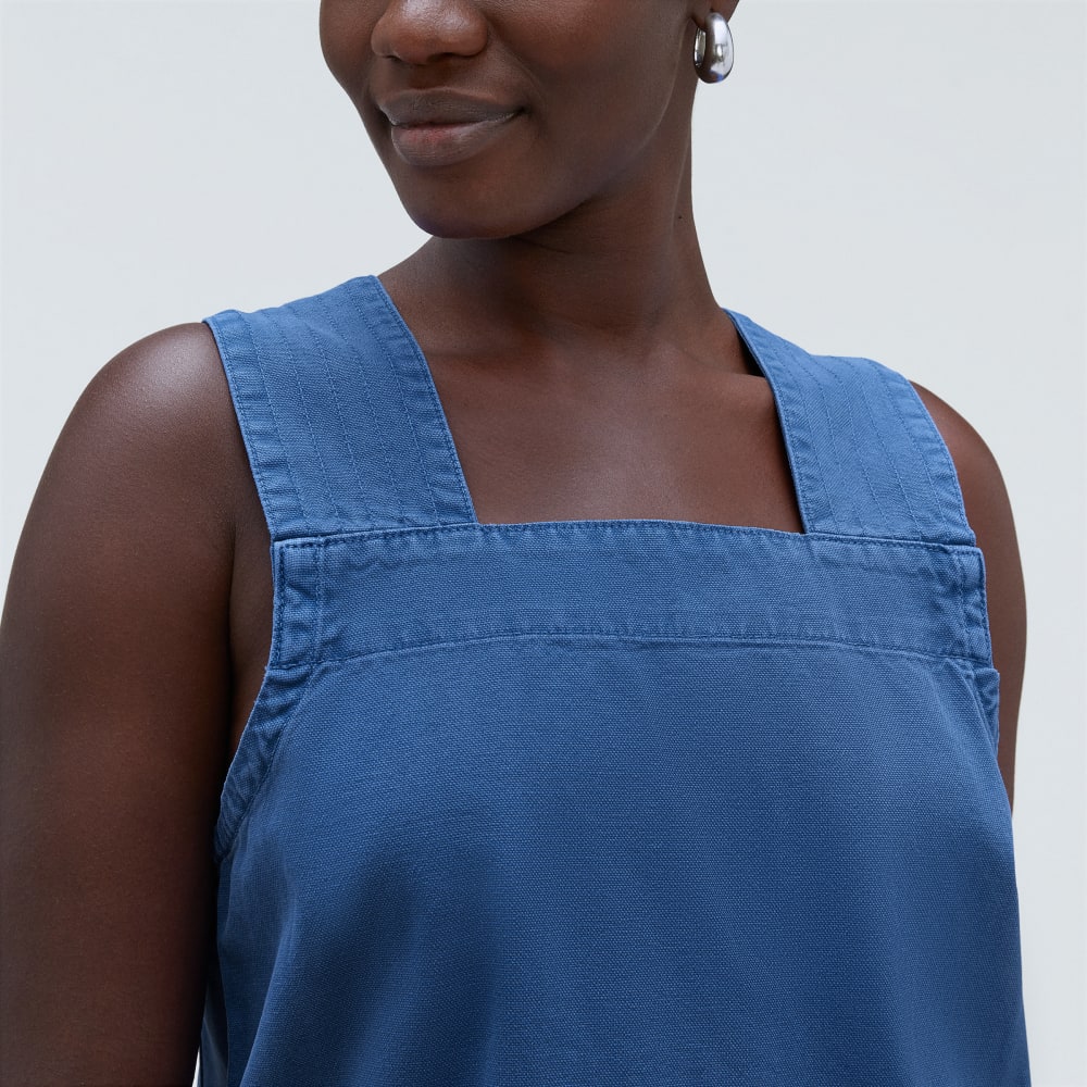 The Cross-Back Apron Mini Dress | Deep Blue - Image 4