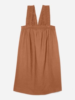 The Smocked Linen Dress | Tawny Brown