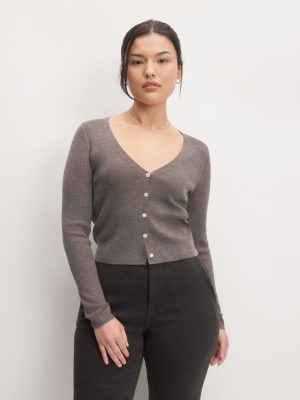 The Cardigan in Ultrasoft Merino | Heather Cocoa