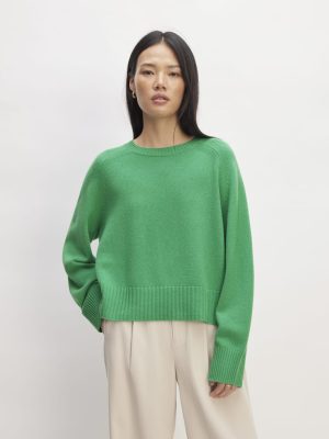The Cashmere Boxy Crew | Bright Jade