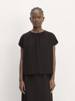 The Gathered Neck Top | Black