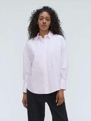 The Oversized Poplin Shirt | Equestrian Red / White