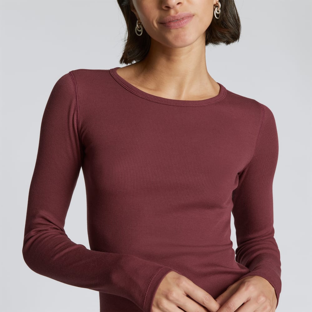 The Pima Micro-Rib Long-Sleeve Crew | Brandy - Image 4