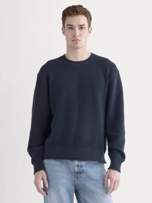 Waffle Rollneck Crew in Everyday Cotton | Navy