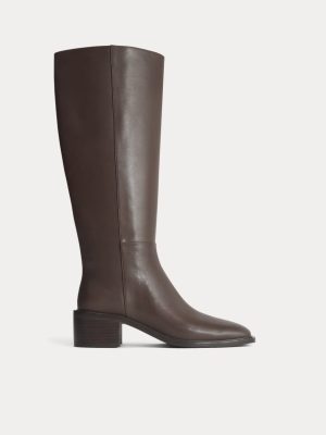 Leather Knee-High City Boot | Deep Brown