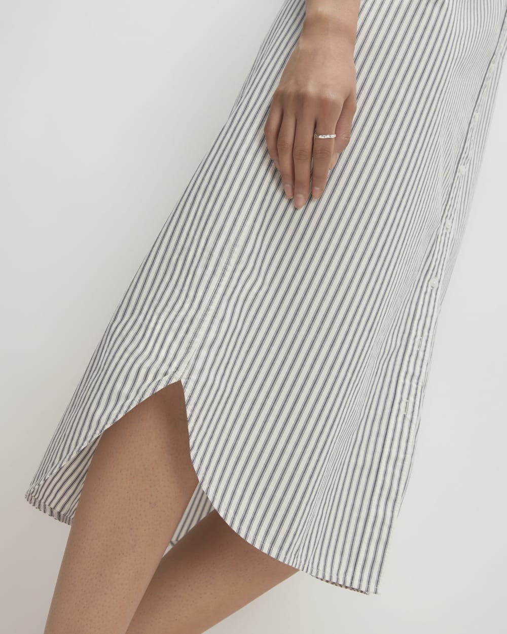 The Midi Cotton Shirt Dress | Bone / Navy - Image 5