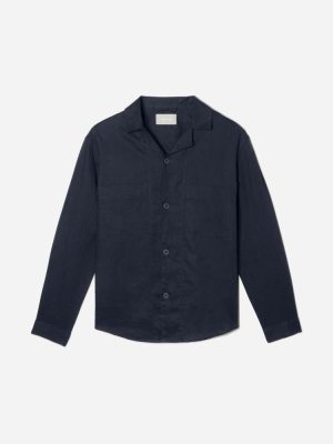 The Long Sleeve Linen Camp Shirt | Deep Navy