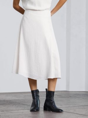 The City Stripe Midi Skirt | Bone