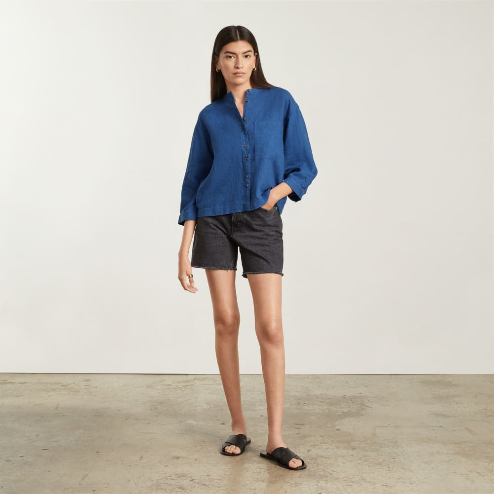 The Linen Billow Blouse | Deep Blue - Image 4