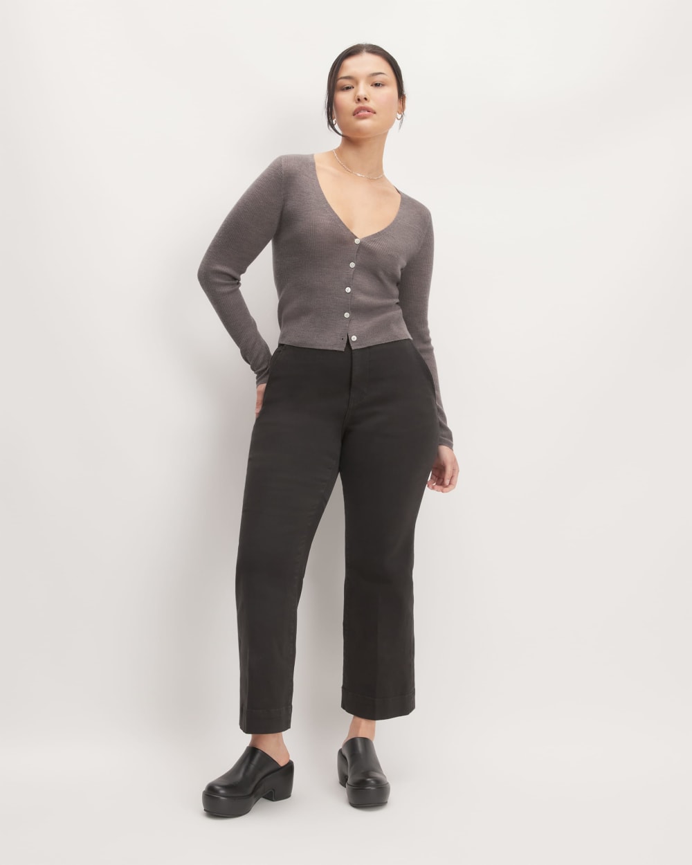 The Cardigan in Ultrasoft Merino | Heather Cocoa - Image 3