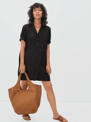 The Linen Workwear Dress | Black