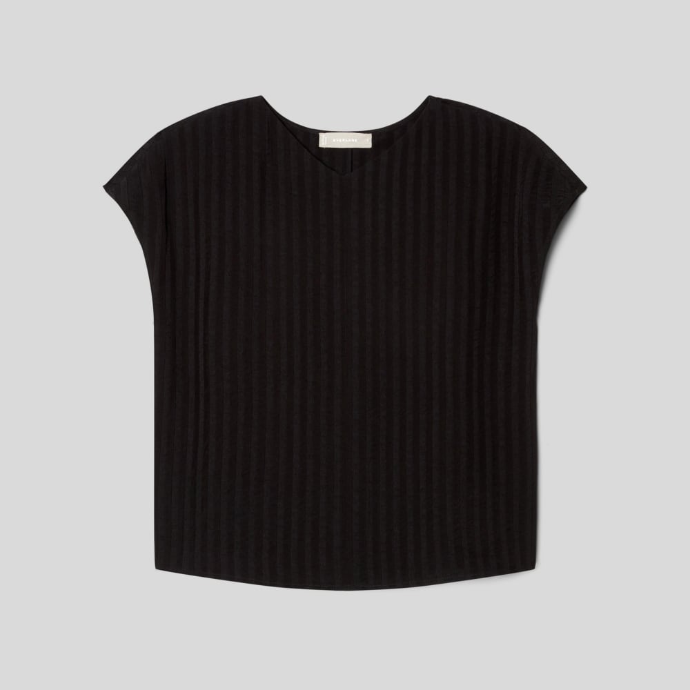 The City Stripe V-Neck Top | Black - Image 2