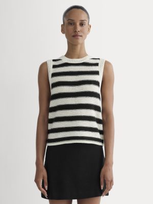 The Organic Cotton Open-Stitch Tank | Canvas / Black
