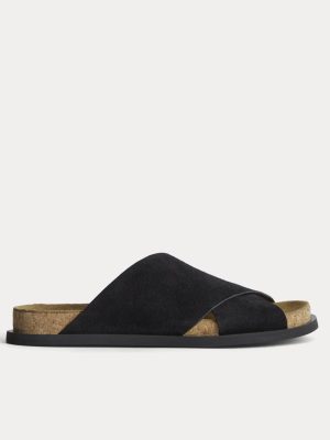 The Suede Crossover Sandal |  Black