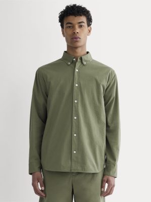 The Seersucker Long-Sleeve Shirt | Lichen Green