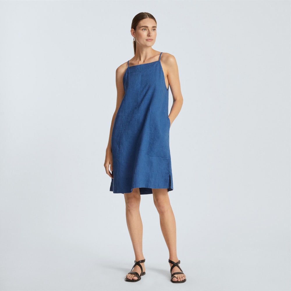 The Linen Apron Dress | Deep Blue - Image 2