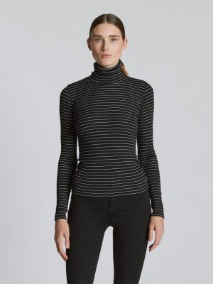 The Luxe Rib Turtleneck | Black / Canvas Tan