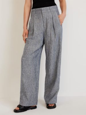 The Linen Way-High® Drape Pant  | Canvas Tan / Navy