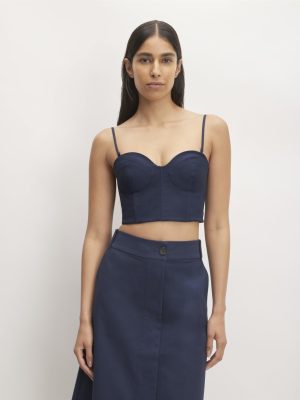 The Structured Cotton Bustier | Navy