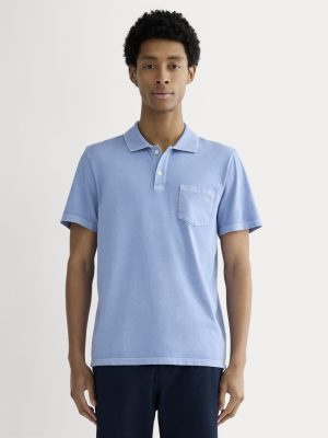 The Essential Organic Garment-Dyed Polo | Granada Sky Blue Garment Dye