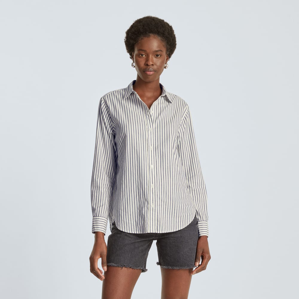 The Must-Have Shirt in Silky Cotton | Deep Blue / Canvas - Image 2