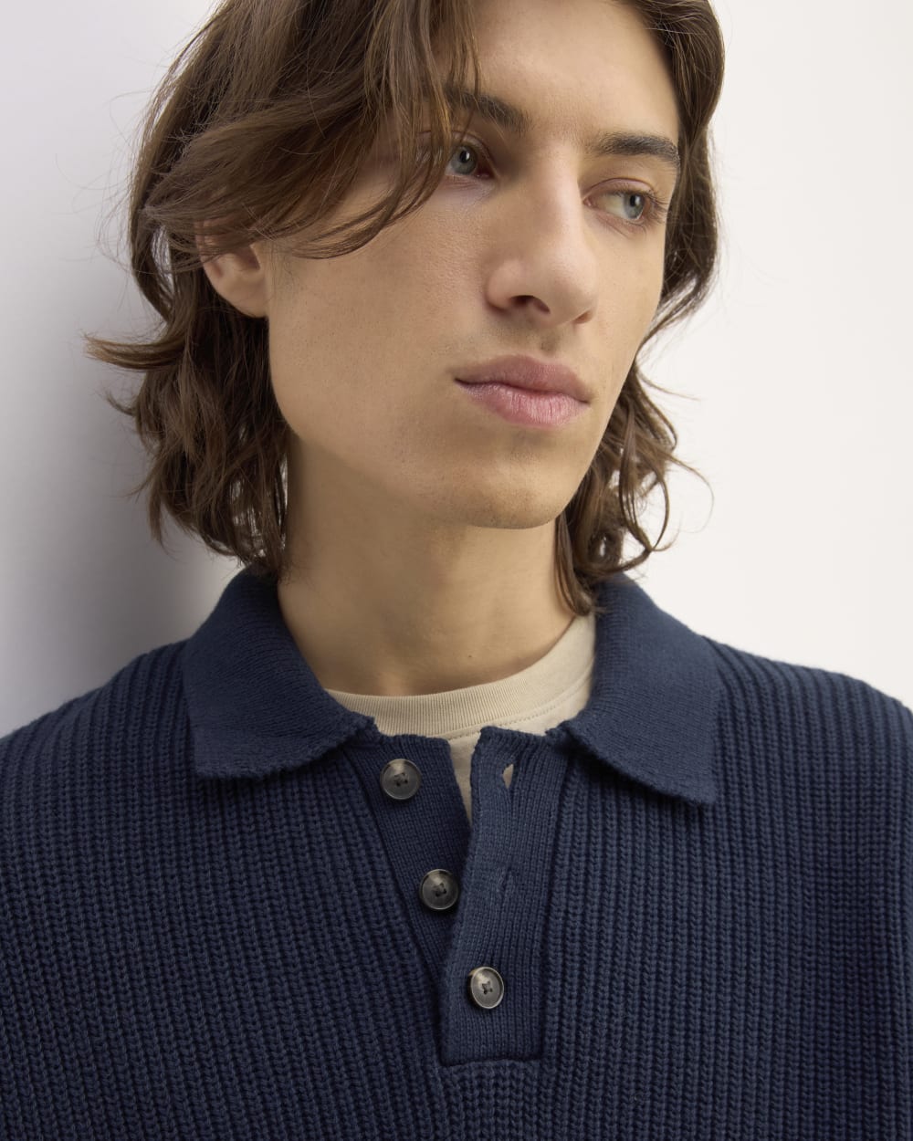 The Cotton Chunky Rib Polo | Navy - Image 4