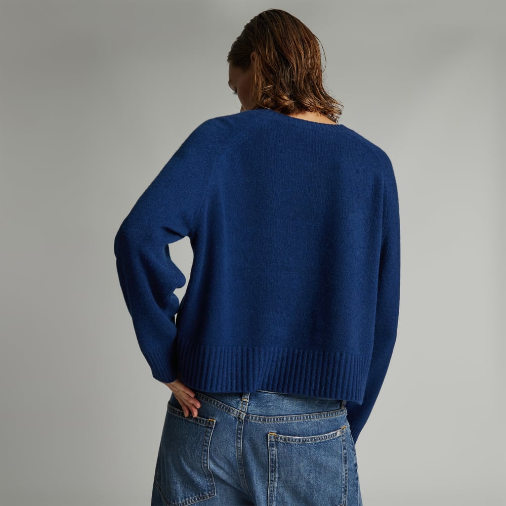 The Cashmere Boxy Crew | Bright Navy - Image 3