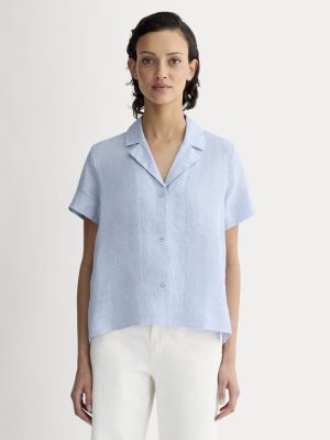 The Notch Shirt in Linen | Light Blue