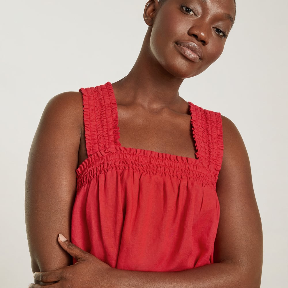 The Smocked Linen Dress | Goji Berry - Image 4