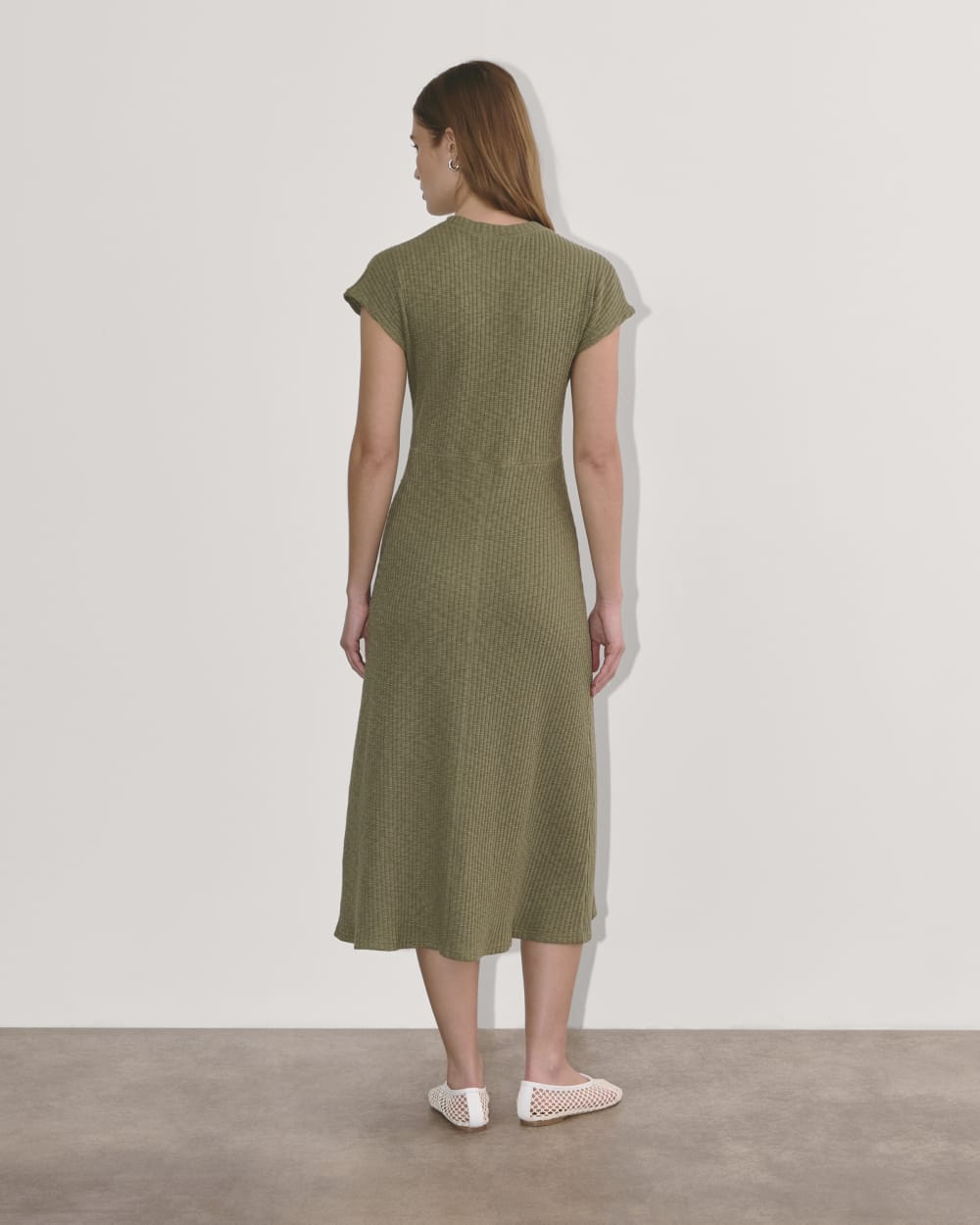 The Rib-Knit Cap-Sleeve Midi Dress | Kalamata - Image 5