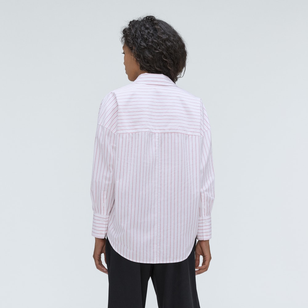 The Oversized Poplin Shirt | Equestrian Red / White - Image 3