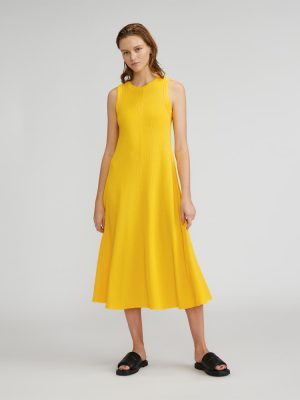 The Organic Cotton Waffle Tank Dress | High Visibility Yellow