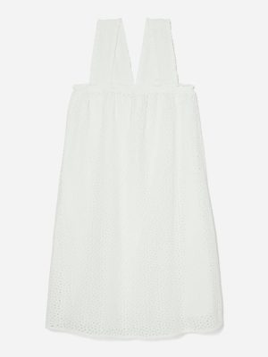 The Eyelet Smock Dress | White