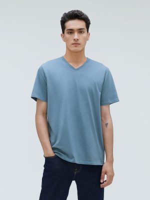 The Organic Cotton V-Neck Tee | Greyish Blue