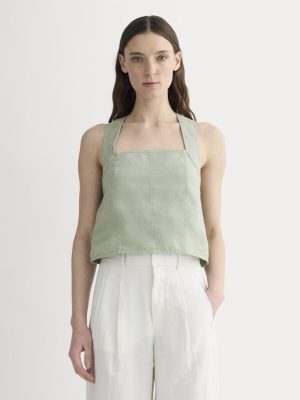 The Crossback Tank in Linen | Seagrass
