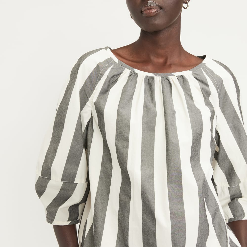 The Poplin Scoop-Neck Top | Bone / Black - Image 4