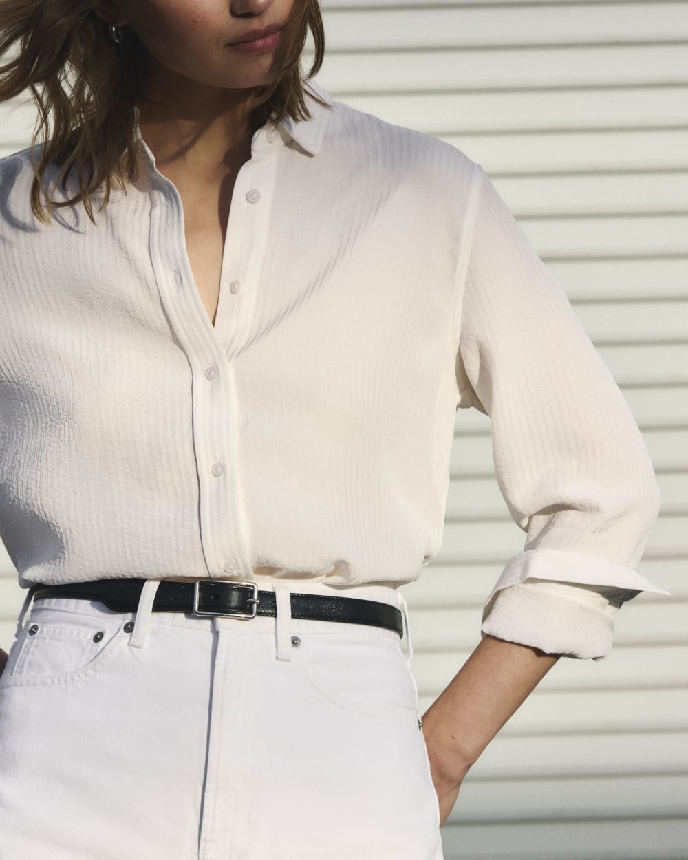 The City Stripe Relaxed Shirt | Bone - Image 8