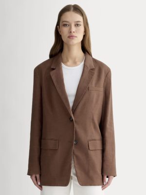 The Oversized Blazer in Stretch Linen | Cedarwood