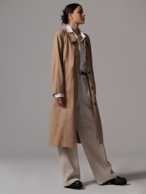 The Gathered Drape Trench | Ash Brown
