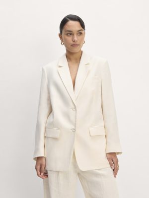 The Oversized Blazer in Linen | Bone