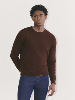 The Premium Merino Crew Neck Sweater | Heather Mahogany