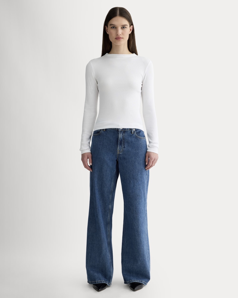 The Luxe Rib Funnel-Neck Tee | White - Image 3