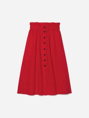 The Easy Button-Front Skirt | Goji Berry