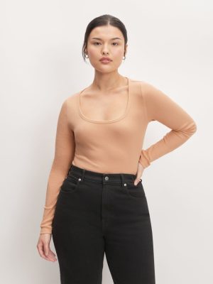 The Luxe Rib Long-Sleeve Scoop-Neck Tee | Blush Pink