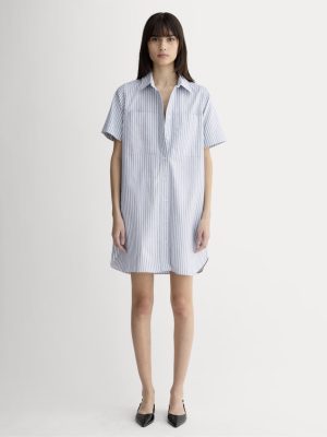 The Oxford Short-Sleeve Shirt Dress | Bone / Mazarine Blue