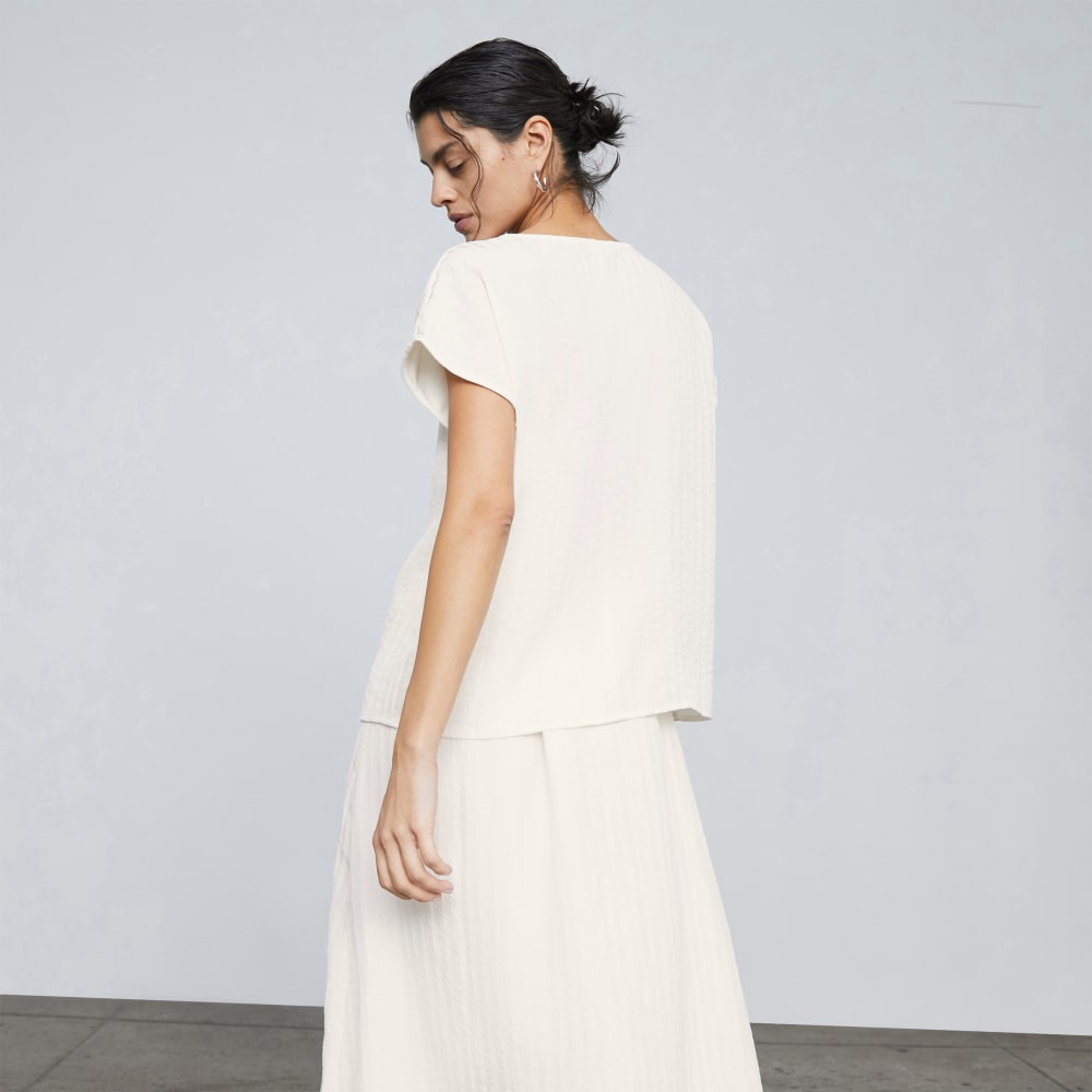 The City Stripe V-Neck Top | Bone - Image 3